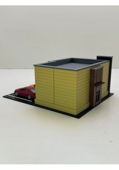 3d Baskı 1/64 Ölçekli Pizza Hut Bina Tasarımlı Diorama Araç Sergileme Garajı