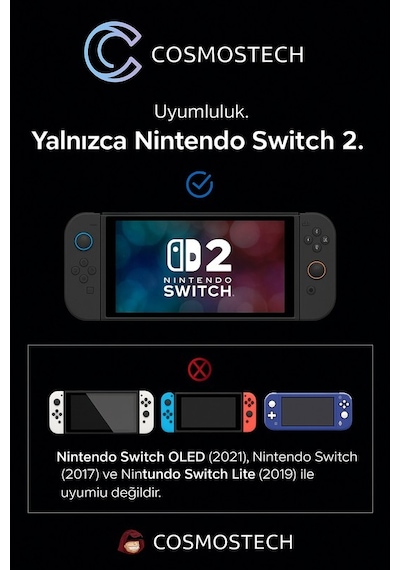 Nintendo Switch 2 Uyumlu 7'' 7.9'' 9h Temperli Cam Kırılmaz Ekran Koruyucu, Hd Clear, Toz Önleyici, Kabarcık Önleyici, 9h Hardne