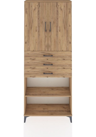 Arges Dolap 4 Raflı 3 Çekmeceli 2 Kapaklı 88x30x221 Çam-çam Atlas Çam