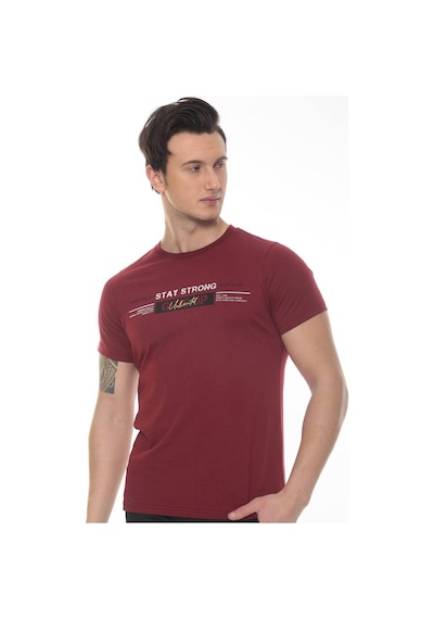 Fore Sport Erkek Stay Strong Baskılı T-shirt Bordo