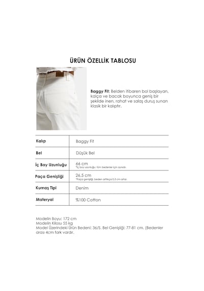 Itsbasic Kadın Kırık Beyaz 7s6-101 Baggy Low Rise Tokyo %100 Koton Denim Jean