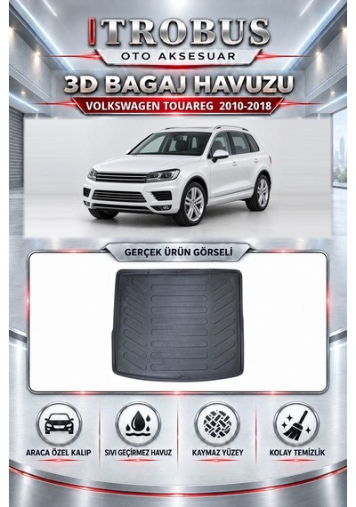 Volkswagen Touareg 2010-2018 4 Bölgeli Klima Araca Özel 3d Paspas Bagaj Havuzu Set Bej