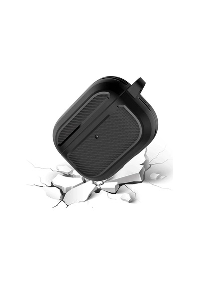 Ally Karbon Fiber Airpods Uyumlu Pro Kulaklık Kancalı Silikon Koruma Kılıfı- 5775 Mavi