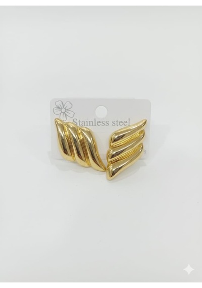 Akfecan Çelik Gold Baklava Model Küpe Altın