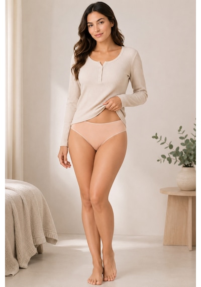 Loule Kadın 3'lü İz Yapmaz Modal Bikini Külot Somon Kahve Koyu Ten Çok Renkli