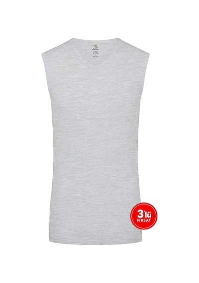 Sementa SAM Erkek Modal V Yaka Kolsuz Tshirt 3'lü Paket - Melanj Sementa SAM Erkek Modal V Yaka Kolsuz Tshirt 3'lü Paket - Melanj