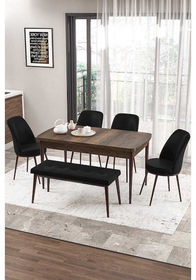 Canisa Concept Zen Serisi 80x132 Mdf Açılabilir Barok Ahşap Desen Masa Takımı 4 Siyah Sandalye Ve 1 Bench Barok Masa Sandalye Ve Bench Siyah Canisa Concept Zen Serisi 80x132 Mdf Açılabilir Barok Ahşap Desen Masa Takımı 4 Siyah Sandalye Ve 1 Bench Barok Masa Sandalye Ve Bench Siyah
