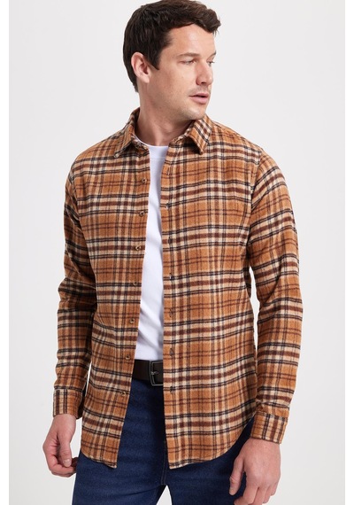 Tudors Erkek Slim Fit Dar Kesim Kareli Kışlık Oduncu Gömlek-42359 Kahverengi Tudors Erkek Slim Fit Dar Kesim Kareli Kışlık Oduncu Gömlek-42359 Kahverengi