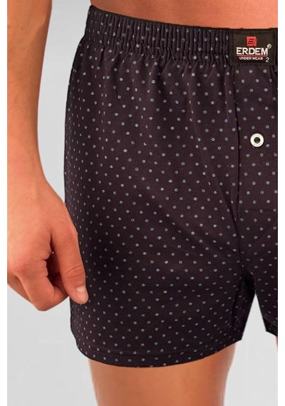 Erdem Lacivert Baskılı Desenli Penye Boxer 1400ylp Lacivert