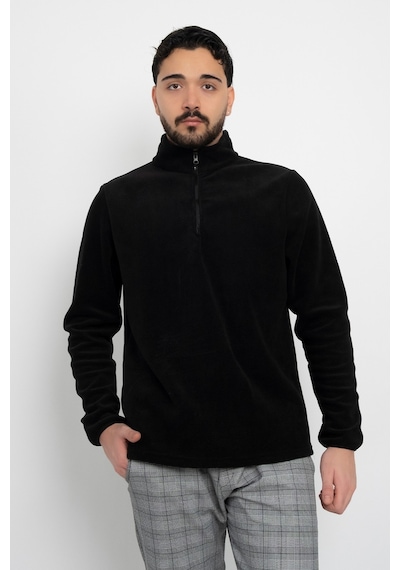 Dasüniforma Unisex Anti-pilling Tüylenme Yapmayan Standart Fit Tam Fermuarlı Soğuk Geçirmez Polar Hırka Siyah