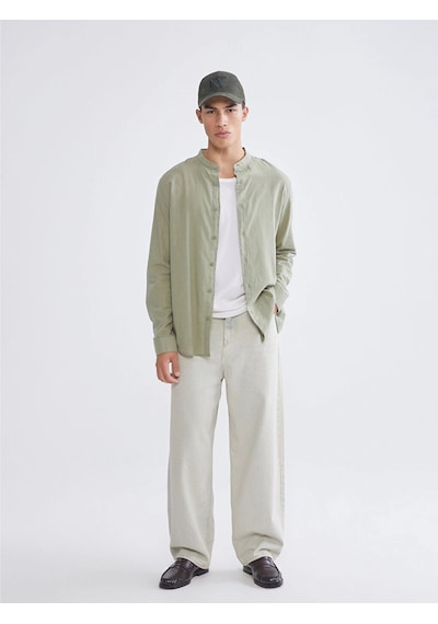 LC Waikiki Xsıde Haki Regular Fit Poplin Erkek Gömlek Dull Khakı