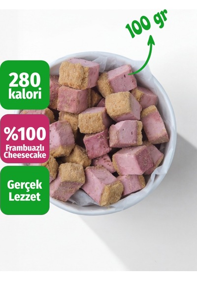 Freeze Dried Frambuazlı Cheesecake Kurutulmuş Çıtır Cheesecake Küpleri, Tatlı Küpleri Atıştırmalık - 100 Gr