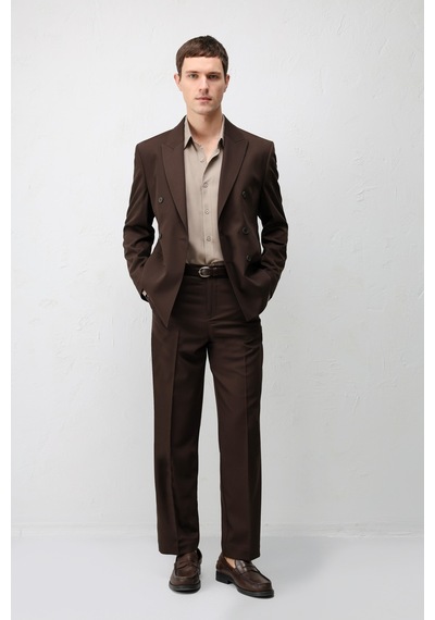 Antioch Kruvaze Relaxed Fit Erkek Blazer Ceket Koyu Kahve