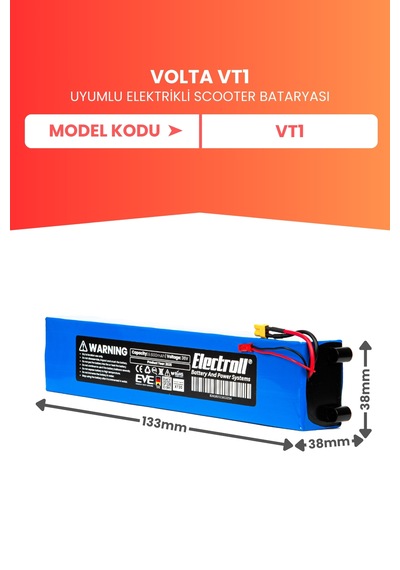 Volta Vt1 Batarya Yüksek Kapsite 36v 9.600 Mah