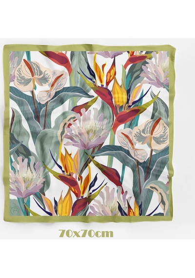Ada Çiçekleri Desen 70 70cm Bandana/fular Çok Renkli