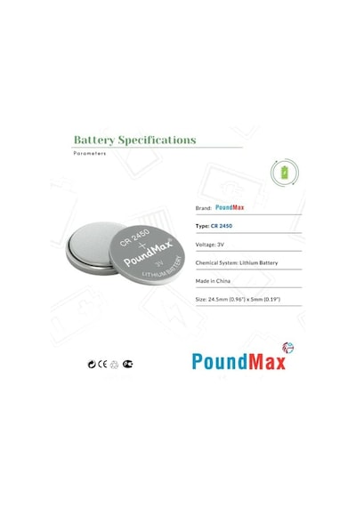 20 X Poundmax Cr2450, Dl2450,ecr2450, Kcr2450 3v Lityum Madeni Düğme Pil