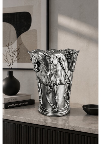Chrome Majestic Horse Vase Krom