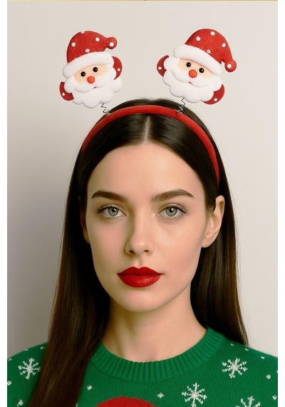 Yılbaşı Tacı Kırmızı Noel Baba Yeni Yıl Taçı Sallanan Taç Unisex Taç