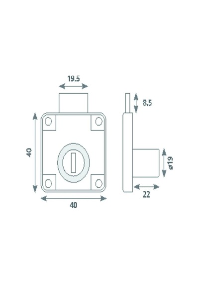 Canex Kare Çekmece Kilidi Nikel Gövde - 22 Mm 10 Adet