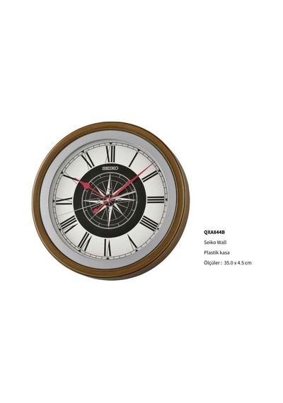 Seiko Qxa844b Kahverengi Renkli Plastik Kasa Pusula Kadranlı Quartz Mekanizmalı Duvar Saati Çok Renkli