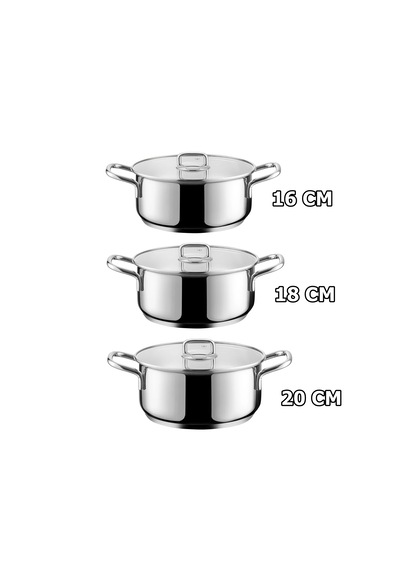Emsan Gourmet 3'lü Derin Mini Tencere Seti 16-18-20 Cm