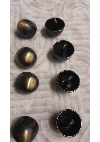 Bakır Kaplama Fırçalı Metal Düğme Düğme 26 Boy 16 Mm 8 Adet