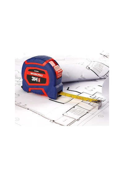 Workpro Wp261008 3mx16mm/10ft. Naylon Kaplama Sarı Çelik Şerit Metre 3 M