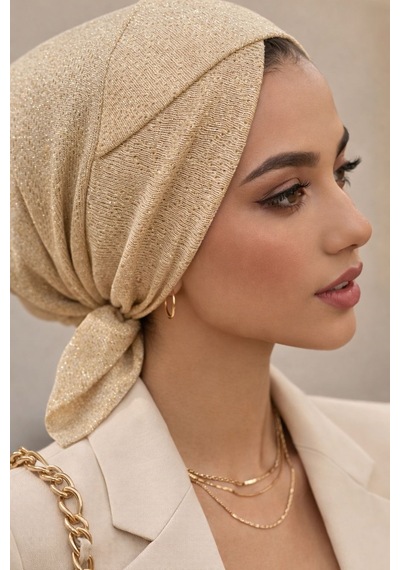 Aişe Tesettür Koyu Krem Ajurlu Çapraz Bone