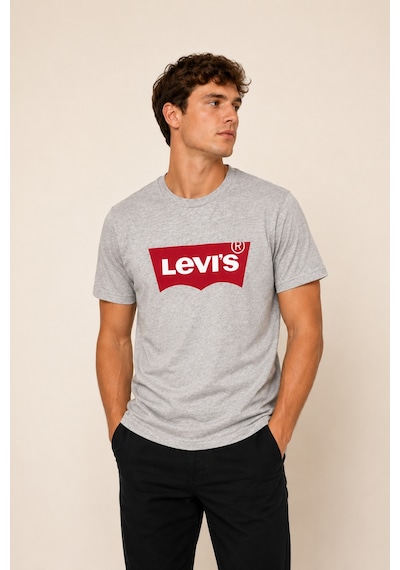 Levi's Saf Pamuk Standart Fit Graphic Set-ın Neck Gri Erkek Tişört Beyaz - Gri