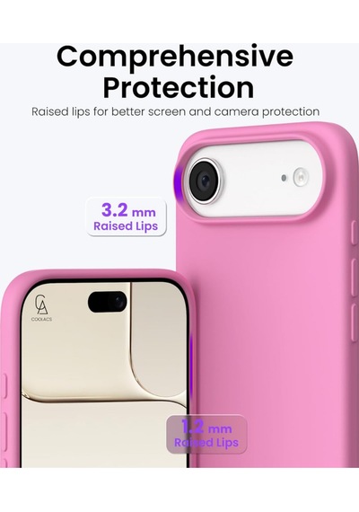 Apple Uyumlu iPhone 17 Air Içi Kadife Lansman Kılıf Ve 5d Tam Kaplayan Cam Ekran Koruyucu Açık Pembe