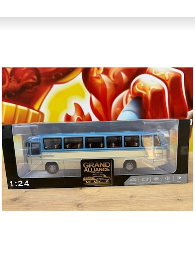 1:24 Mercedes Benz Otobüs Eski Nostaljik Otobüs Krem-mavi 25cm