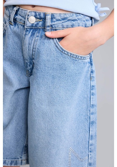 Defacto Regular Fit Mavi Jean Şort Kız Çocuk H8886a826aunm28 Mavi-nm28