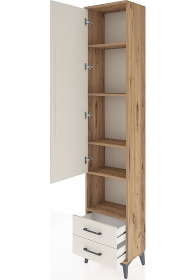Arges Dolap 5 Raflı 2 Çekmeceli Tek Kapaklı 44x30x221 Çam-aytaşı Atlas Çam