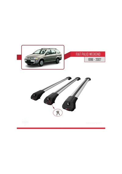 Fiat Palio Weekend 1996-2007 Arası İle Uyumlu Ace-1 Ara Atkı Tavan Barı Gri 3 Adet Bar