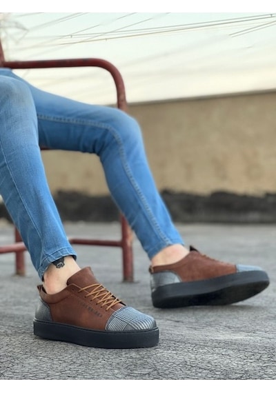 Xramburada Bağcıklı Taba Ekose Süet Siyah Taban Spor Klasik Erkek Ayakkabı Taba