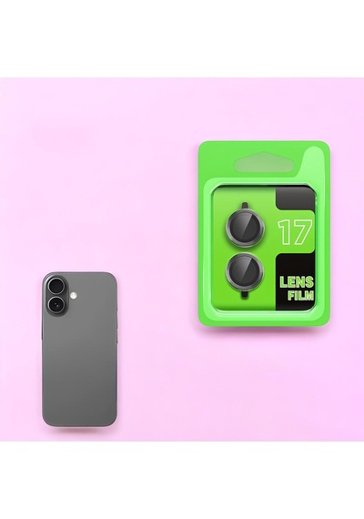 İphone 17 Uyumlu Premium Kalite Parmak İzi Tutmaz Renkli Kamera Lens Koruyucu Siyah
