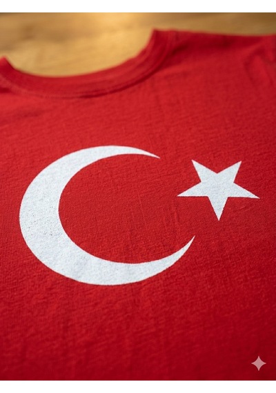 Westicgiyim Unisex Kırmızı Ay Yıldız Türk Bayraklı Tişört T-shirt Kırmızı