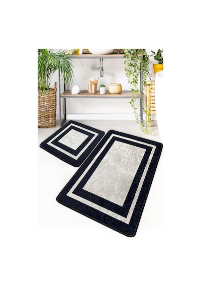 Chilai Home Black Frame 2'li Set Banyo Halısı Djt Renkli