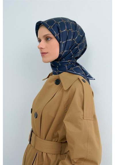 Armine İpek Eşarp 2026 Yaz - 9538-85 Lacivert Twill