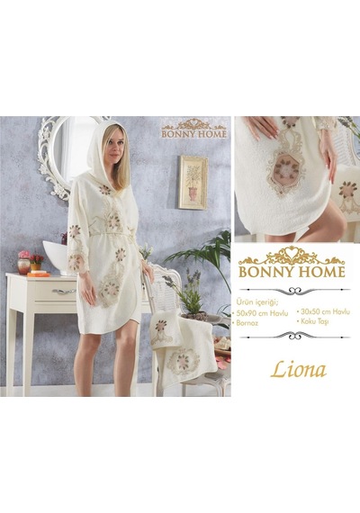 Bonny Home Fransız Dantelli Çeyizlik Balayı Kadın Bornozu Seti (387214748) Çok Renkli