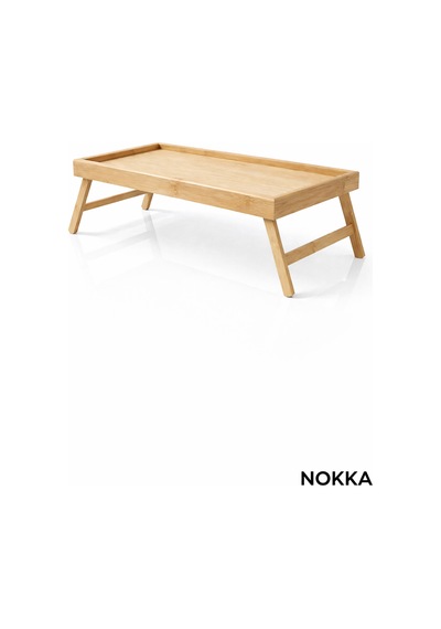 Nokka Katlanabilir Bambu Yatak Masası 50x30 Cm Laptop & Kahvaltı Sehpası Açılır Kapanır Ayaklı Çalışma Masası Renksiz