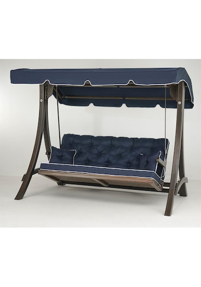 Comforte Ladin Ahşap Salıncak Dış Mekan Bahçe, Teras Salıncağı -lacivert Lacivert