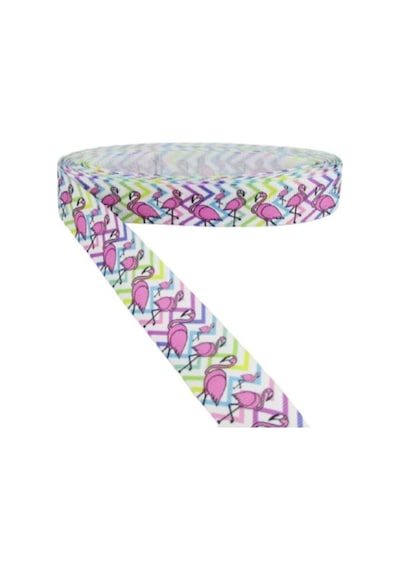 Renkli Flamingo Resimli Grogren Kurdela 2.5 Cm-1 Metre 6