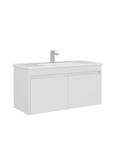 Orka Arno 100 Cm Parlak Beyaz Kapaklı Banyo Dolabı Alt Modül Lavabo Beyaz