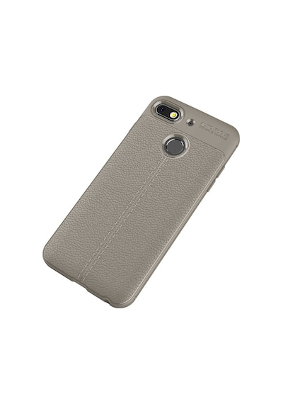 General Mobile 8 Go Kılıf Niss Deri Desenli Silikon Kılıf Gri