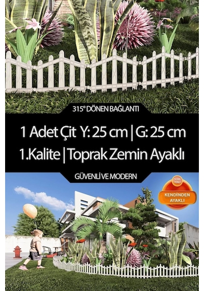 Dekoratif Plastik Bahçe Çiti Ve Peyzaj Çiti 1 Adet Çit Y: 25 Cm/g: 25 Cm Toprak Ayaklı