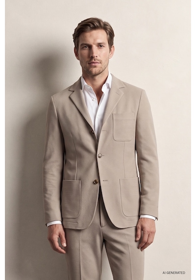 D'S Damat Ds Damat Comfort Bej Gofre Desenli Takim Elbise 6hc05ort00601