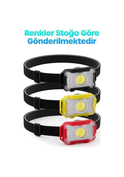 3 Modlu Pilli Kafa Lambası Kampçı Tamirci Balıkçı Outdoor Kafa Feneri Işığı Dörtgen K4108 Çok Renkli
