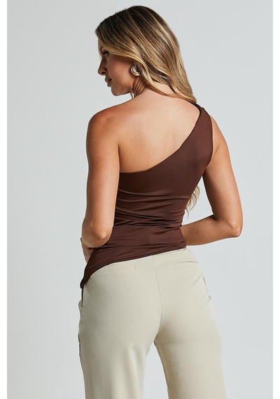 Seeh Kahverengi Tek Omuzlu Basic Kadın Body Sh144