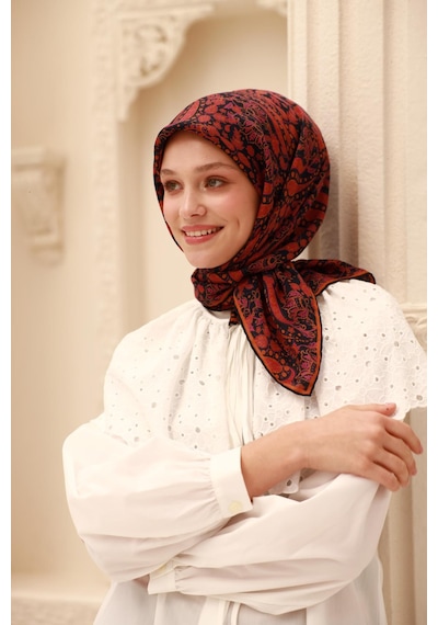 Silk Home Organik Eşarp 79015-03 Lacivert, Erguvan, Turuncu